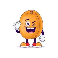 peach cartoon mascot showing salute expression