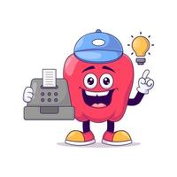 Cashier red bell pepper cartoon mascot character vector