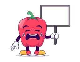 crying red bell pepper cartoon mascot character vector