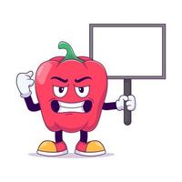 show strong pose red bell pepper cartoon vector