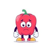 unhappy red bell pepper cartoon mascot vector