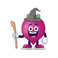 Wizard beetroot cartoon mascot character vector