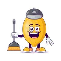 Cleaner lemon cartoon mascot character vector