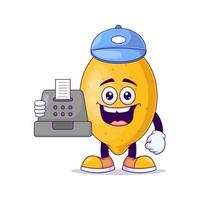 Cashier lemon cartoon mascot character vector