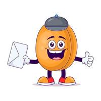 Postman peach cartoon mascot character vector