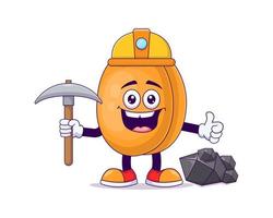 Miner peach cartoon mascot character vector