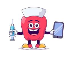 Nurse red bell pepper cartoon mascot character vector