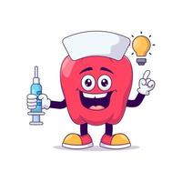 Nurse red bell pepper cartoon mascot character vector