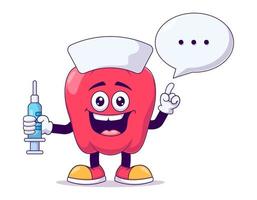 Nurse red bell pepper cartoon mascot character vector