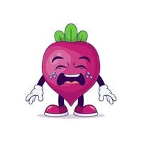 beetroot cartoon mascot showing crying expression vector