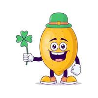 Leprechaun lemon cartoon mascot character vector