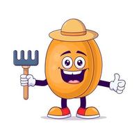 Farmer peach cartoon mascot character vector