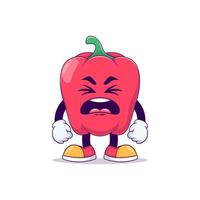 disgust or sneezing red bell pepper cartoon