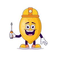 Electrician lemon cartoon mascot character vector