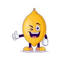 mascota de dibujos animados de limón que muestra los pulgares hacia arriba expresión vector