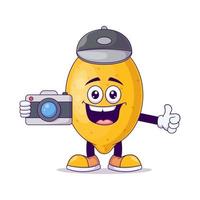 Photographer lemon cartoon mascot character vector