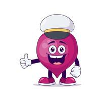 Pilot beetroot cartoon mascot character vector