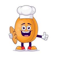 Baker peach cartoon mascot character vector