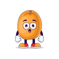 peach cartoon mascot showing surprised expression vector