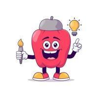 Artist red bell pepper cartoon mascot character vector