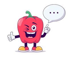 smiling face with wink eye blink bell pepper cartoon vector