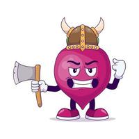 Viking beetroot cartoon mascot character vector