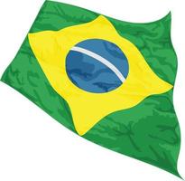 Vector illustration of Brazil flag swaying in the wind