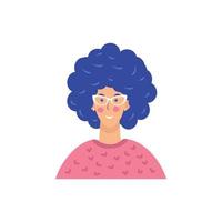 Women Avatar with Frizzy Hair and Glasses vector