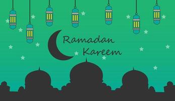 Ramadan kareem banner background template with green color. Vector illustration