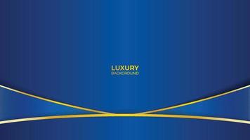 abstract wavy luxury blue background with gold lines. Luxury style graphic elements. Space for your text. Vector illustration