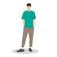 Male character in casual clothes in flat cartoon style. Vector illustration