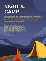 escena de campamento de noche de aventura vector