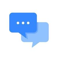 Flat vector illustration of two chat bubble intersect each other. Suitable for online chat message service logo, group discussion forum, and social media chat bubble icon.