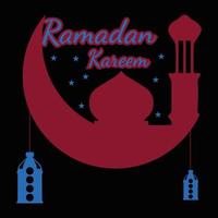 Mosque, Moon, And Lantern vector