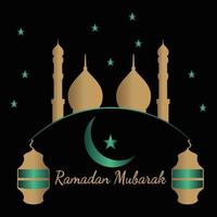 Mosque, Moon, And Lantern vector