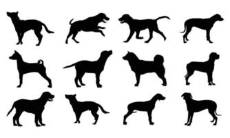 Vector silhouette of a dog on white background.