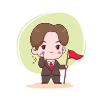 Cute cartoon character of businessman. Hand drawn style flat character isolated background vector