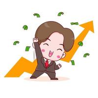 Cute cartoon character of success businessman. Hand drawn style flat character isolated background vector