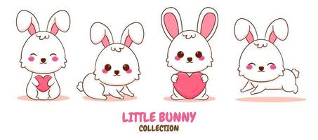 Set Cute cartoon character of bunny. Hand drawn style flat character vector