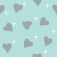 Seamless background with hearts pattern in pastel tones with minimal cute sparkles. vector