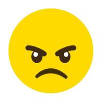 An angry or dissatisfied face emoji. vector