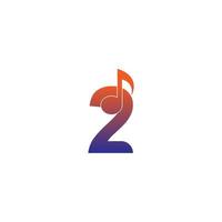 icono del logotipo número 2 con plantilla de símbolo de diseño de nota musical vector