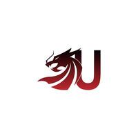 icono de logotipo de letra u con vector de diseño de dragón
