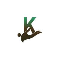 Letter K logo icon with people hand design symbol template vector