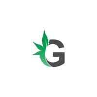 icono del logotipo de la letra g con vector de diseño de hoja de cannabis