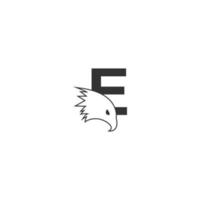 Letter E logo icon with falcon head design symbol template vector