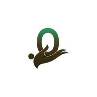 Letter O logo icon with people hand design symbol template vector