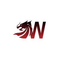 icono de logotipo de letra w con vector de diseño de dragón