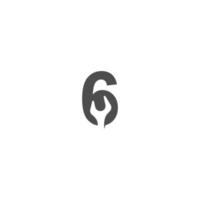 Number 6 logo icon with wrench design vector