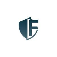 Shield logo icon with letter F beside design vector